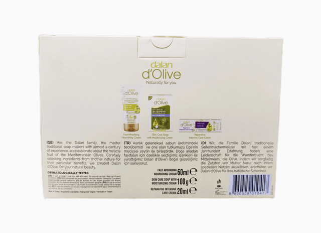 DALAN d'Olive ZESTAW 180 Krem Odżywczy 60ml + Krem Intensywnie Nawilżający 20ml + Mydło w Kostce Nawilżające 100g